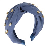 ( blue Set in drill)occidental style With diamond eadbandins Cloth fashion all-Purpose pure color