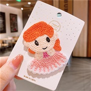 (   Pink)U woman resin head Korean style woolen children hair clip