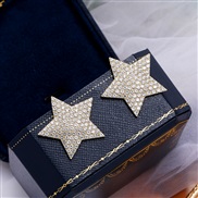 occidental style fashion Metal flash diamond Five-pointed star temperament ear stud
