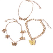( yellow)occidental style  butterfly brief Anklet woman personality creative three necklace set Alloy butterfly