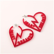 ( red White K)Japan and Korea transparent lovely exaggerating Peach heart earrings  fashion brief all-Purpose Acrylic Wo