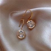 ( Gold)Round big diamond earrings brief wind woman Korea big temperament earring fashion personality Earring woman