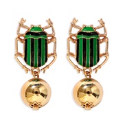 ( green)geometry color Stripe shell earring  Metal earrings woman  creative fashion personality lovely