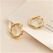 ( Silver needle Gold)silver occidental style fashion geometry twisted circle brief Metal earrings personality all-Purpos