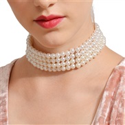 (N)occidental style row multilayer Pearl chain beads clavicle chain