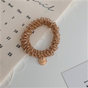 (yellow )Korean style brief crystal circle twining head rope Pearl weave leather high elasticity rope leather head flowe