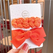 (   Tangerine Two piece suit)U woman woolen head Korean style pure color bow children hair clip