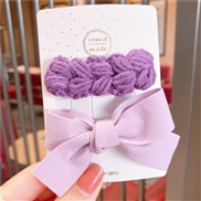 (  purple Two piece suit)U woman woolen head Korean style pure color bow children hair clip