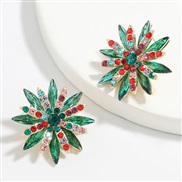 ( Green color)fashion colorful diamond series personality all-Purpose Alloy diamond Rhinestone flowers flowers earrings 