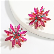 ( Rosy red color)fashion colorful diamond series personality all-Purpose Alloy diamond Rhinestone flowers flowers earrin