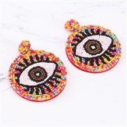 ( black) beads ear stud  Bohemia ethnic style color exaggerating personality creative arring