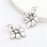 ( white)fashion colorful diamond series personality Alloy diamond Rhinestone flowers earrings woman occidental style tem