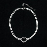 ( Silver)Korea fashion fully-jewelled love necklace all-Purpose short style clavicle chain samll brief chain woman