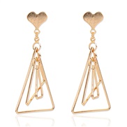 ( Gold)occidental style retro wind Alloy love gold geometry earrings   fashion arring woman F