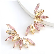 ( Gold powder)fashion colorful diamond series personality half Alloy Rhinestone diamond flowers earrings woman occidenta