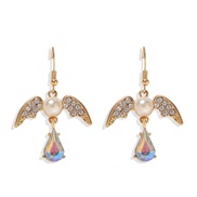 (AB color)fashion retro Street Snap woman multicolor wings mosaic Pearl earrings