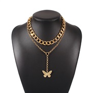 ( Gold)occidental style creative necklace  fashion personality butterfly pendant Alloy chain necklace set