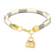 ( white) fashion Stripe bracelet  Mini bag bag pendant gold plated