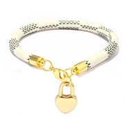 ( white) fashion Stripe bracelet  Mini Peach heart pendant gold plated