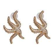 occidental style exaggerating Alloy starfish diamond earrings personality Street Snap gold animal earring woman
