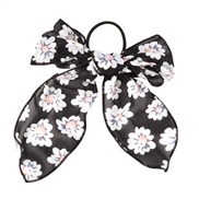 ( black)Korean style floral big circle Chiffon bow belt head rope daisy leather super head