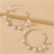 ( white)earrings geometry handmade Pearl circle occidental style  personality trend weave earrings