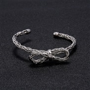 ( Silver)Metal bangle  occidental style Metal textured exaggerating surface frosting bangle personality bow