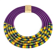 (purple)occidental style exaggerating buckle necklace  fashion Alloy multilayer weave rope exaggerating chain woman