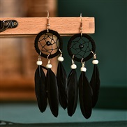 (  black) long style feather earrings tassel arring Bohemian style gift