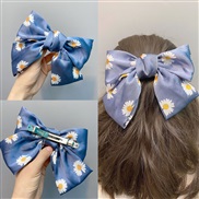 ( blue) Double layer big bow hair clip daisy Korean style