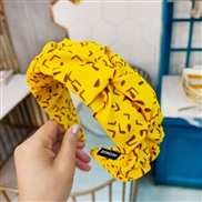 ( yellow)Korea brief width Word eadband  high-end retro Cloth floral eadband  fashion flower style