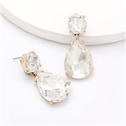 ( white)personality wind drop Alloy diamond glass diamond fully-jewelled earrings woman occidental style super brief ear
