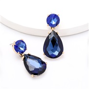 ( blue)personality wind drop Alloy diamond glass diamond fully-jewelled earrings woman occidental style super brief ear 