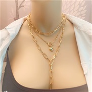 ( Gold  necklace)occidental style  exaggerating fashion chain tassel woman  Peach heart mash up all-Purpose multilayer n