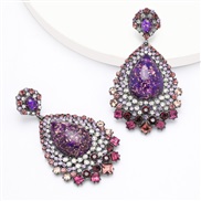 (purple)earrings exaggerating super drop resin Rhinestone diamond occidental style earrings woman retro ethnic style