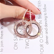 ( Silver needle Rose Gold)silver Korean style fashion With diamond earrings woman  diamond geometry circle ear stud occi