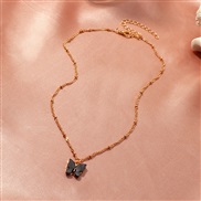 (NZheise)occidental style ins style color Acrylic butterfly necklace sweet clavicle chain chain