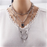 (  necklace  Silver)occidental style necklace new  retro punk exaggerating chain necklace woman  multilayer necklace swe
