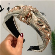 ( champagne)Korean style samll wind high-end fine ethnic style handmade beads crystal Headband Headband