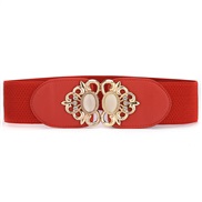 ( red)Girdle woman elasticity Dress ornament sweet Korean style width woman student buckle Girdle weave elasticity belt