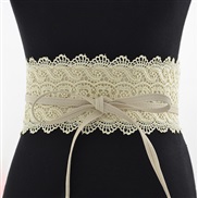 (Rice white ) occidental style lady multicolor Optional width Girdle  lace flower ornament width belt  women belt