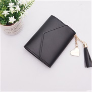 ( black)short style coin bag woman student Korean style love tassel coin Purse Mini small fresh multifunction Wallets