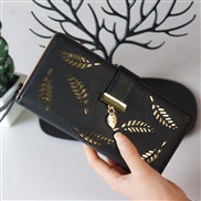 ( black)lady coin bag long style more creative hollow Leaf bag student Wallets