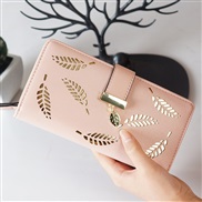 ( Pink)lady coin bag long style more creative hollow Leaf bag student Wallets
