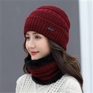 ( Red wine)autumn Winter hat woman velvet warm woolen Korean style all-Purpose thick knitting cotton woman
