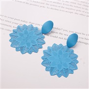 ( blue)silver Korea exaggerating black flowers earrings earring super woman temperament arring woman