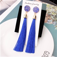( blue)occidental style fashion  woman exaggerating long style temperament rose tassel earrings ear stud arring woman