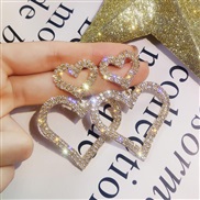 ( Gold)occidental style fashion exaggerating  diamond silver Double love earrings  temperament all-Purpose long style Pe