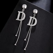 ( Silver)silver long style brief fashion ear stud all-Purpose personality Korea earrings temperament elegant earring arr