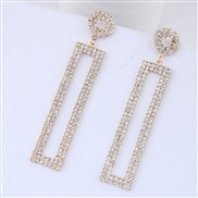 ( Gold+ white)exaggerating big long style temperament earrings geometry all-Purpose thin ear stud woman earring